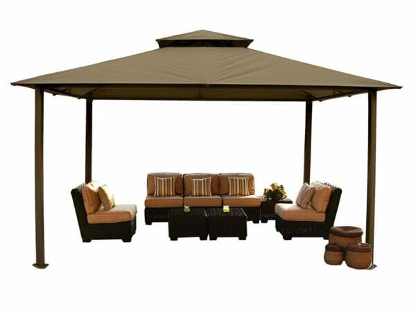 Kingsbury Gazebo with Cocoa Color Sunbrella Top and without Mosquito Netting