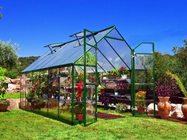Palram 8ft x 12ft Balance Hobby Greenhouse - HG6112G - in a garden setting