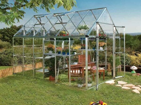 Palram 8ft x 12ft Snap & Grow Hobby Greenhouse - HG8012 - full view - in the garden
