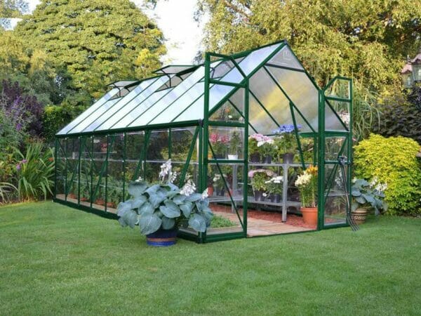 Palram 8ft x 16ft Balance Hobby Greenhouse - HG6116G - full view - in a garden