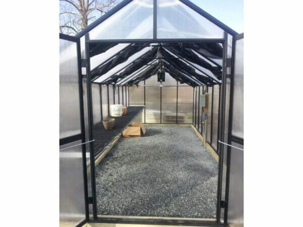 Riverstone Monticello Greenhouse 8x8 - Premium Package - open doors - front view
