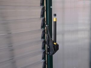 Installed Automatic Louver Window Opener for Palram and Rion Greenhouses - close up