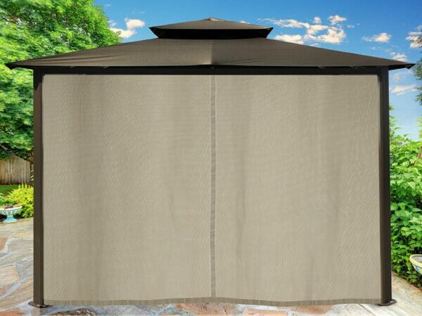 Barcelona Gazebo with Grey Color Top and Closed Privacy Curtains and Mosquito Netting
