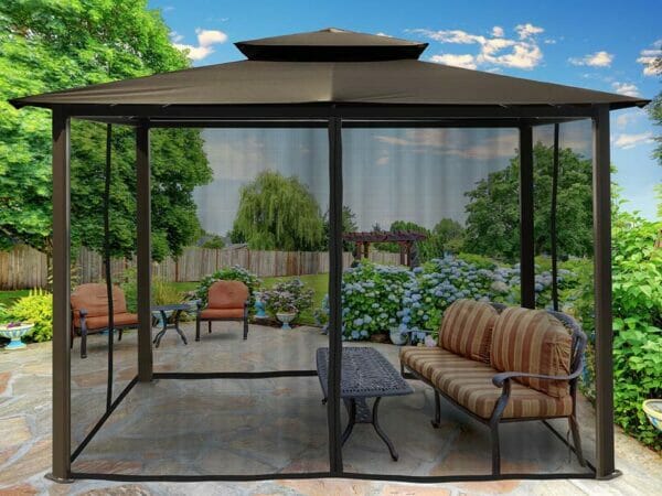 Paragon Barcelona Soft Top Gazebo 10ft x 12ft with Grey Roof and Closed  Mosquito Netting