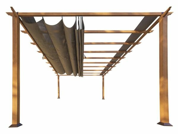 Florence Aluminum Pergola With the look of Canadian  Wood  with Cocoa Canopy