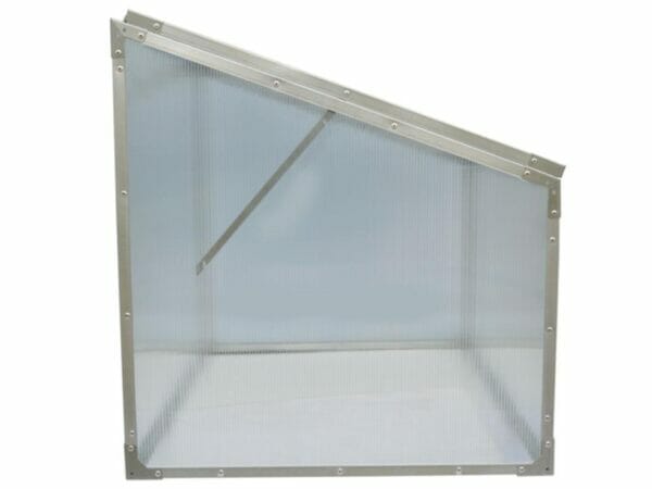 Delta Park Single Cold Frame. Side View. Closed Roof Panel