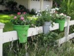 Three ELHO Round Corsica Flower Bridge Planters