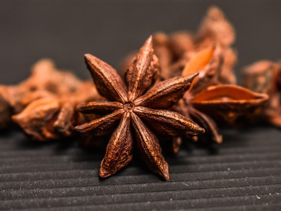 Star anise on a gray background