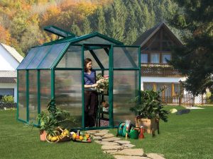 Rion 6ft x 6ft EcoGrow 2 Twin-Wall Greenhouse - HG7006 - full view - in a garden