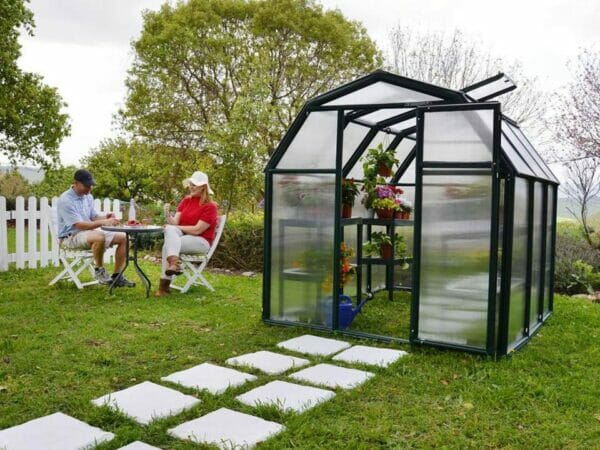 Rion 6ft x 6ft EcoGrow 2 Twin-Wall Greenhouse - HG7006 - full view - in a garden