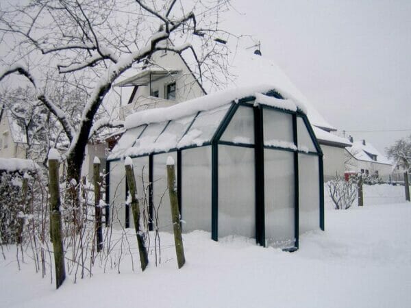 Rion 6ft x 8ft EcoGrow 2 Twin-Wall Greenhouse - HG7008 - full view - covered in snow