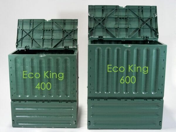 Eco King 400 & 600 Compost Bin Size Comparison Front View Open