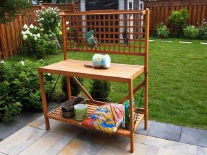 Foldable Potting Bench in the garden