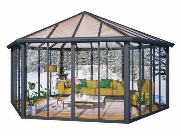 Garda Garden Pavilion with a living room set up - white background