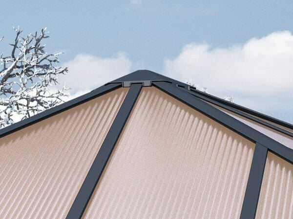 Garda Garden Pavilion with 16 mm multi-wall polycarbonate roof panels with bronze tinted glazing