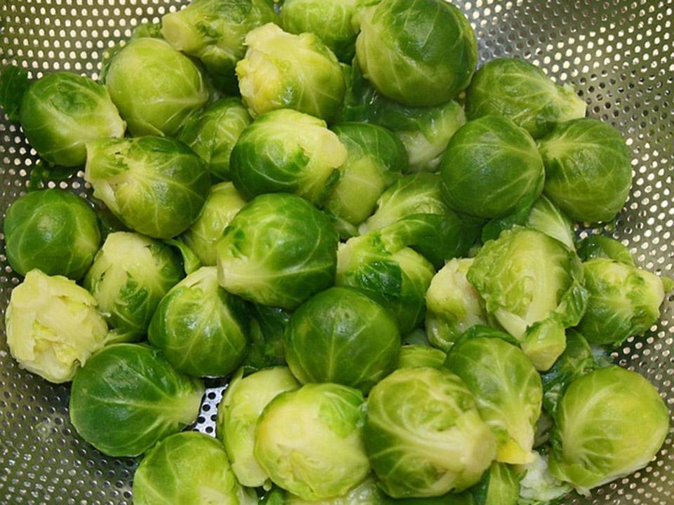 Ready to cook Brussels sprouts in a strainer