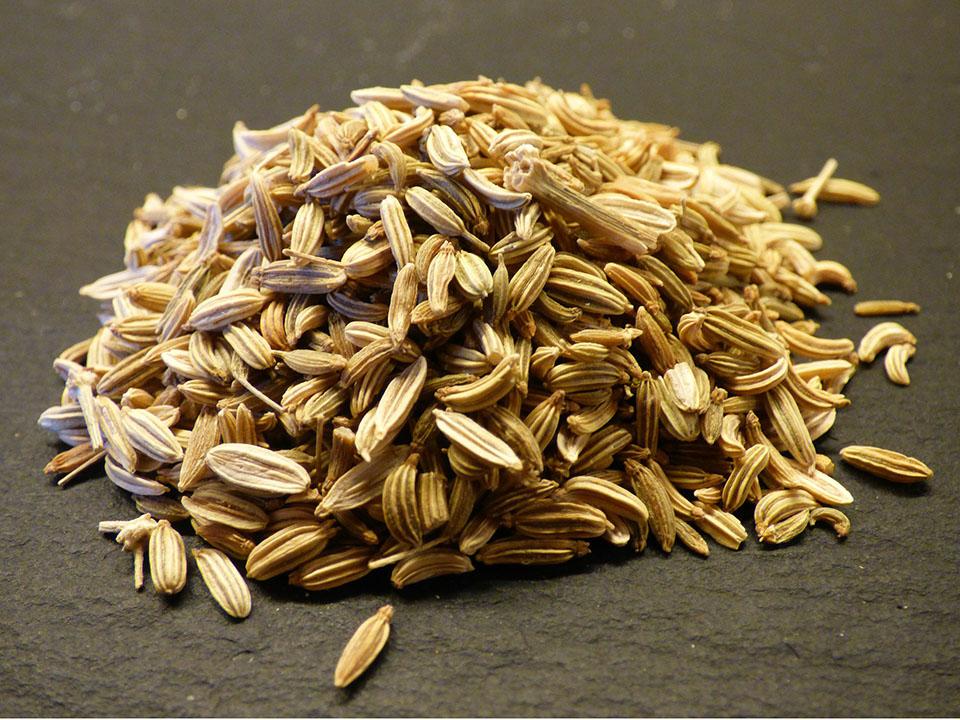 A bunch of brown fennel seeds