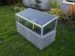 Grey Timber Raised Bed with Closed Year Round Cold Frame 3/4 View