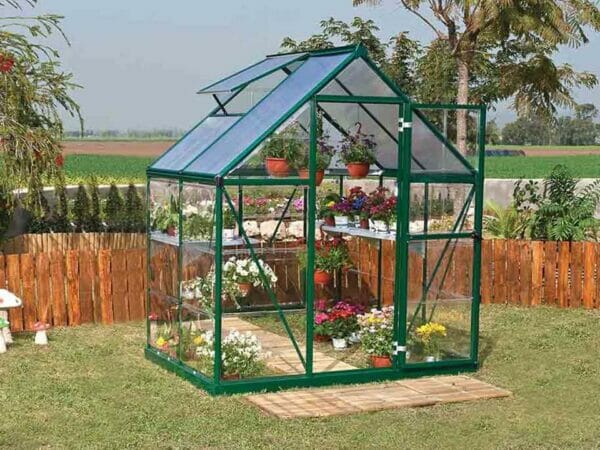 Palram Hybrid 6ft x 4ft Hobby Greenhouse-HG5504(G) - full view - in a garden