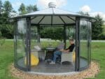 Hoklartherm Classico Garden Pavilion in Anthracite Grey with people sitting inside