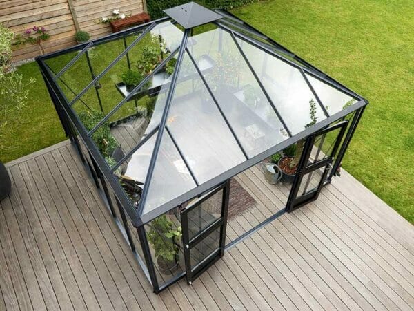 Juliana Oase Anthracite Toughened Glass 12ft x 12ft. Top View