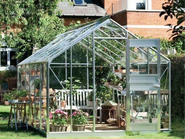 Juliana Junior Greenhouse 9ft x 14ft - Aluminum 3 mm Horticultural Glass