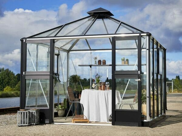 Juliana Oasis Greenhouse 10ft x 10ft Aluminum Outdoor setting