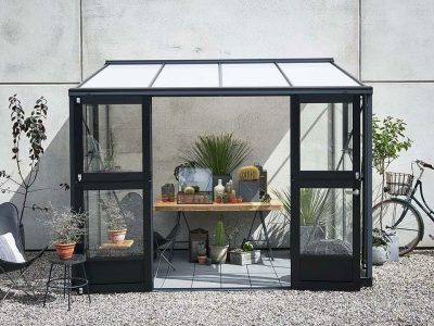 Juliana Veranda Greenhouse 10ft x 7ft anthracite. Front View