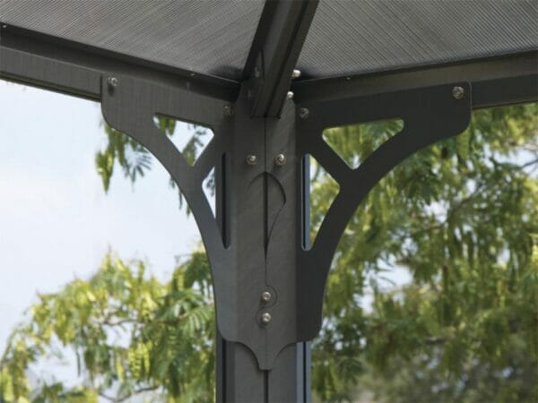 Martinique Hard Top Gazebo with channels and clips for curtains