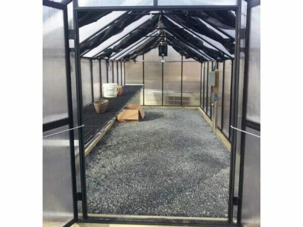 Installed Monticelllo Internal Shade Cloth on a bare greenhouse