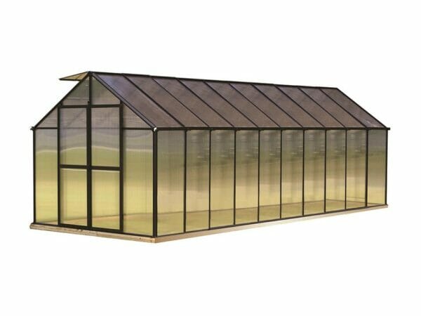 Riverstone Monticello Greenhouse 8x20 in black with white background
