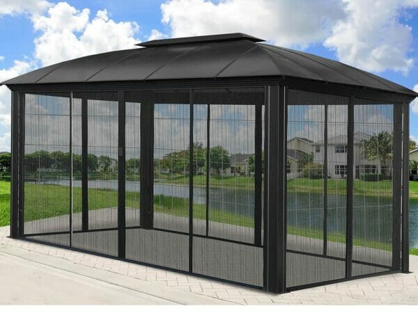 Paragon Sienna Hard Top Gazebo 12ft x 16ft with Closed Sliding Screen