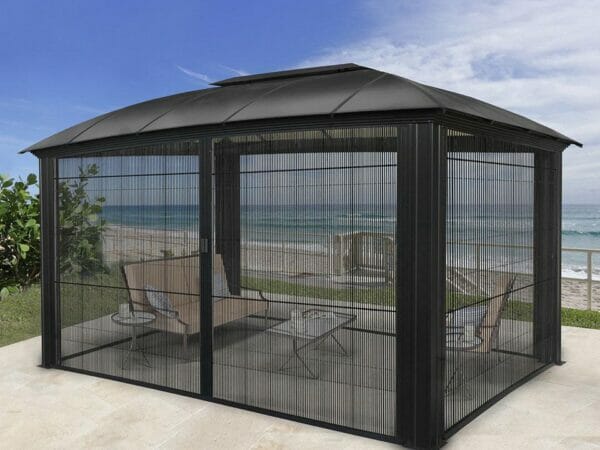 Paragon Sienna Hard Top Gazebo 12ft x 16ft with Closed Sliding Screen
