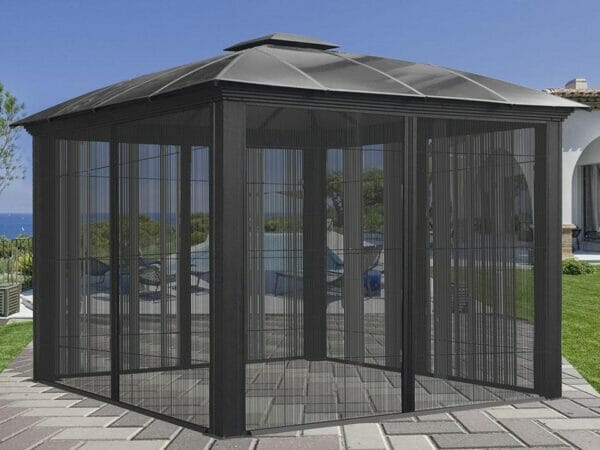 Paragon Sienna Hard Top Gazebo 12 ft x 12ft with Closed Sliding Screen
