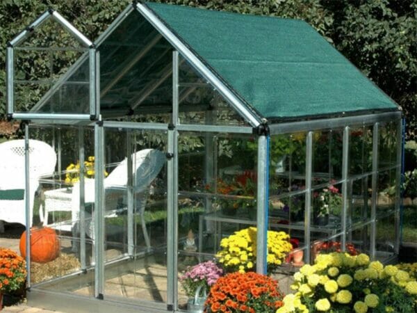 Green Shade Cloth in Full Greenhouse set-up