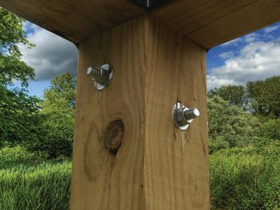 Corner of the ACACIA Gazebo with bolts