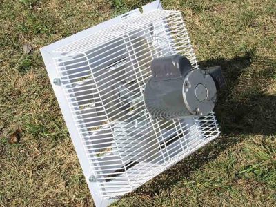 RSI General Purpose Greenhouse Exhaust Fan System - rear view - on the ground