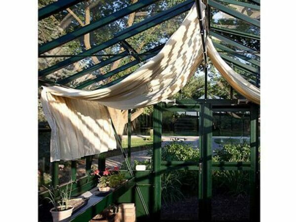 Janssens Retro Royal Victorian VI34 Greenhouse 10ft x 15ft - interior view with shade cloth, plants and flowers