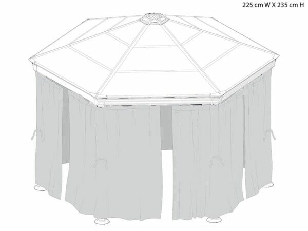 Roma Gazebo Netting Set enclosing a gazebo - white background with dimensions