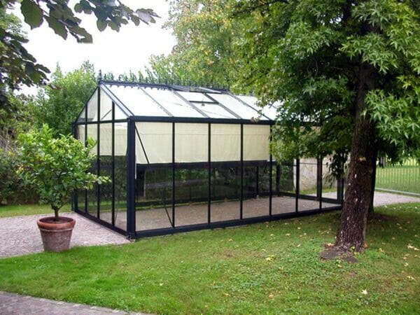 Side view of the Janssens Royal Victorian VI36 Greenhouse 10ft x 20ft