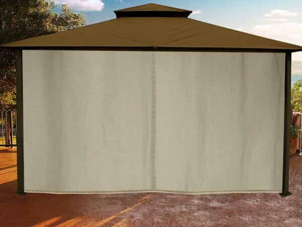 Sedona Gazebo with Cocoa Color roof and Closed Privacy Curtains and Mosquito Netting