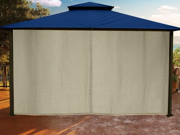 Sedona Gazebo with Navy Color roof and Closed Privacy Curtains and Mosquito Netting
