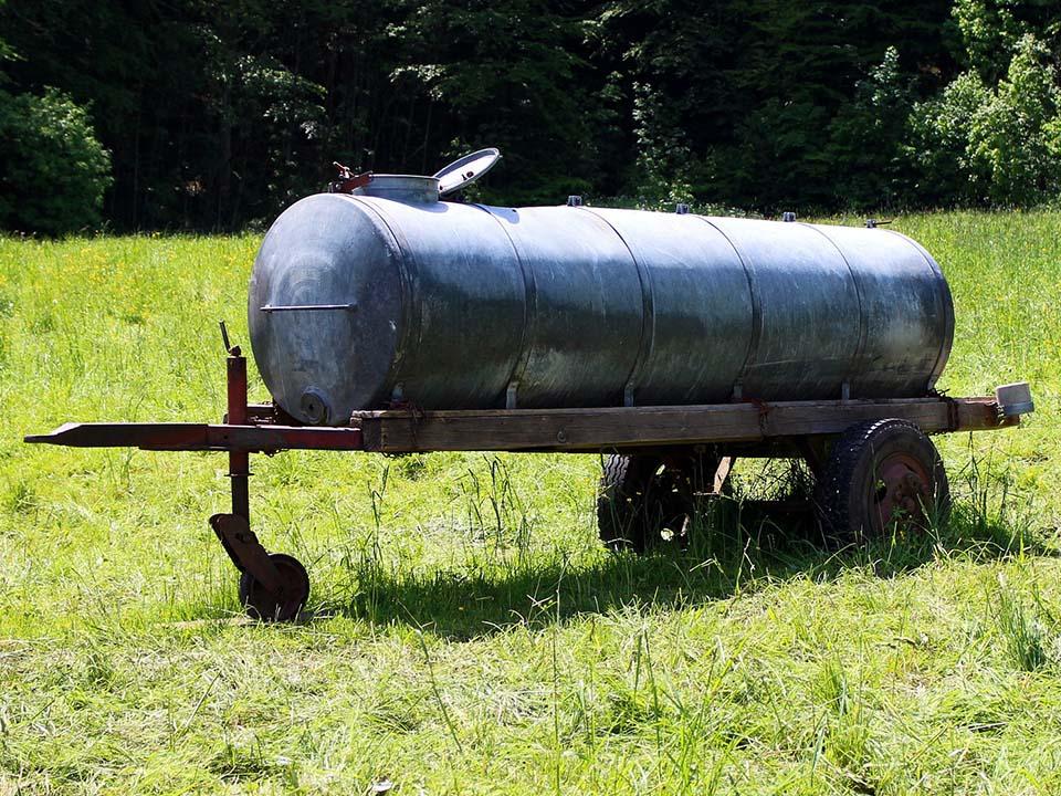 Water tank set up in the backyard