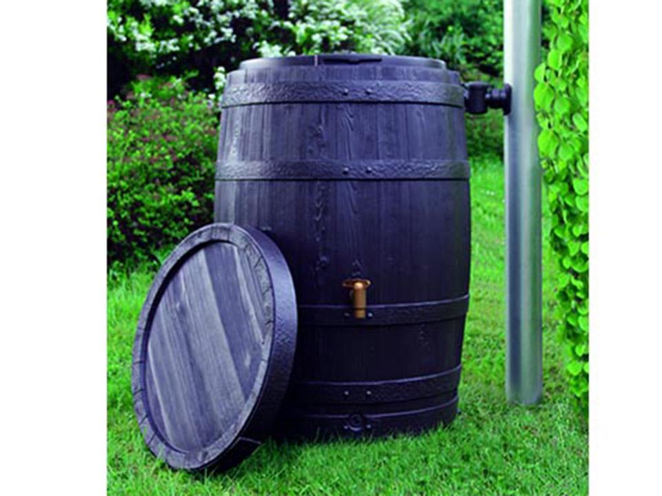 110 Gallon Dark Brown Exaco Trading Company VINO L 295631 Large Style Rain Barrel with Fast Flow Tap 