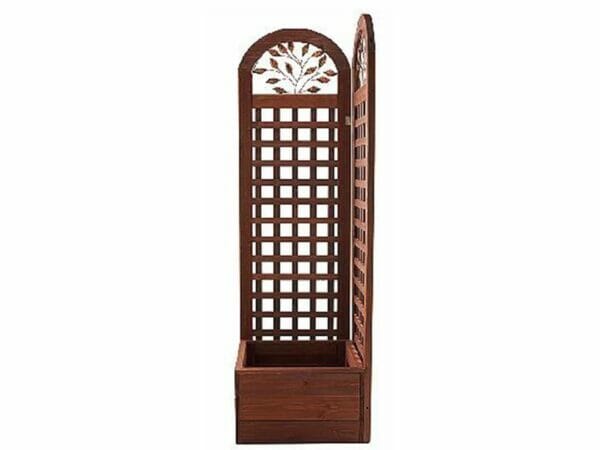 Wooden Trellis Screen & Planter System Side View with white background