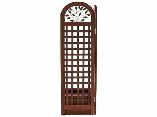 Wooden Trellis Screen & Planter System Rear View with white background