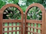 Wooden Trellis Screen & Planter System showing leaf detailing