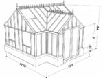 Drawing of the EOS Antique Orangerie sitting on a stem wall with dimensions