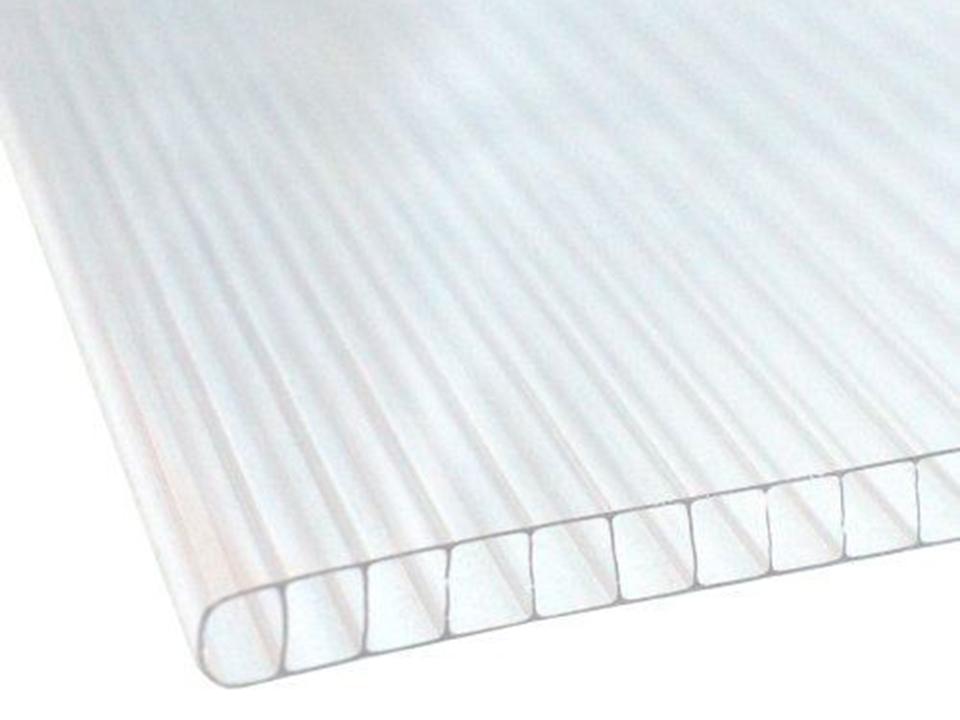 Clear Twin-wall Polycarbonate on white surface