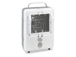 Portable Electric Milkhouse Heater with white chassis on white background